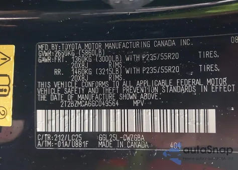 2016 Lexus Rx 350 F Sport z USA, uszkodzony, nr VIN 2T2BZMCA6GC049564